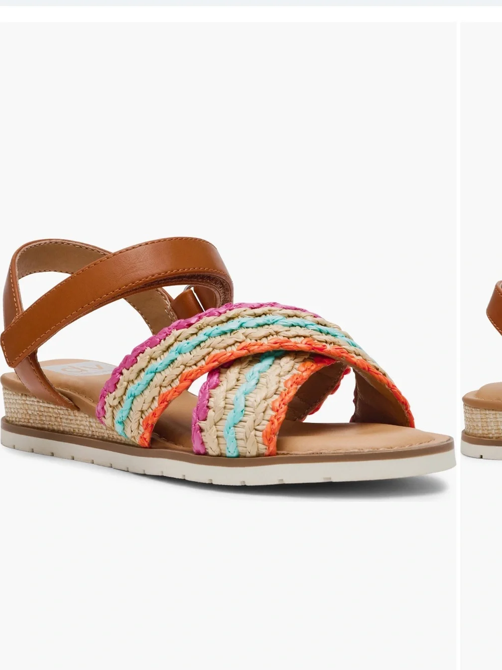 Dolce Vita Girls Tan Sandals with Multicolor Braided Straps